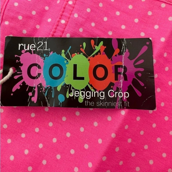 Rue 21  PINK Crop Legging Capri Pants Pink with Polka Dots Sz 9 Juniors Stretchy - Picture 6 of 6